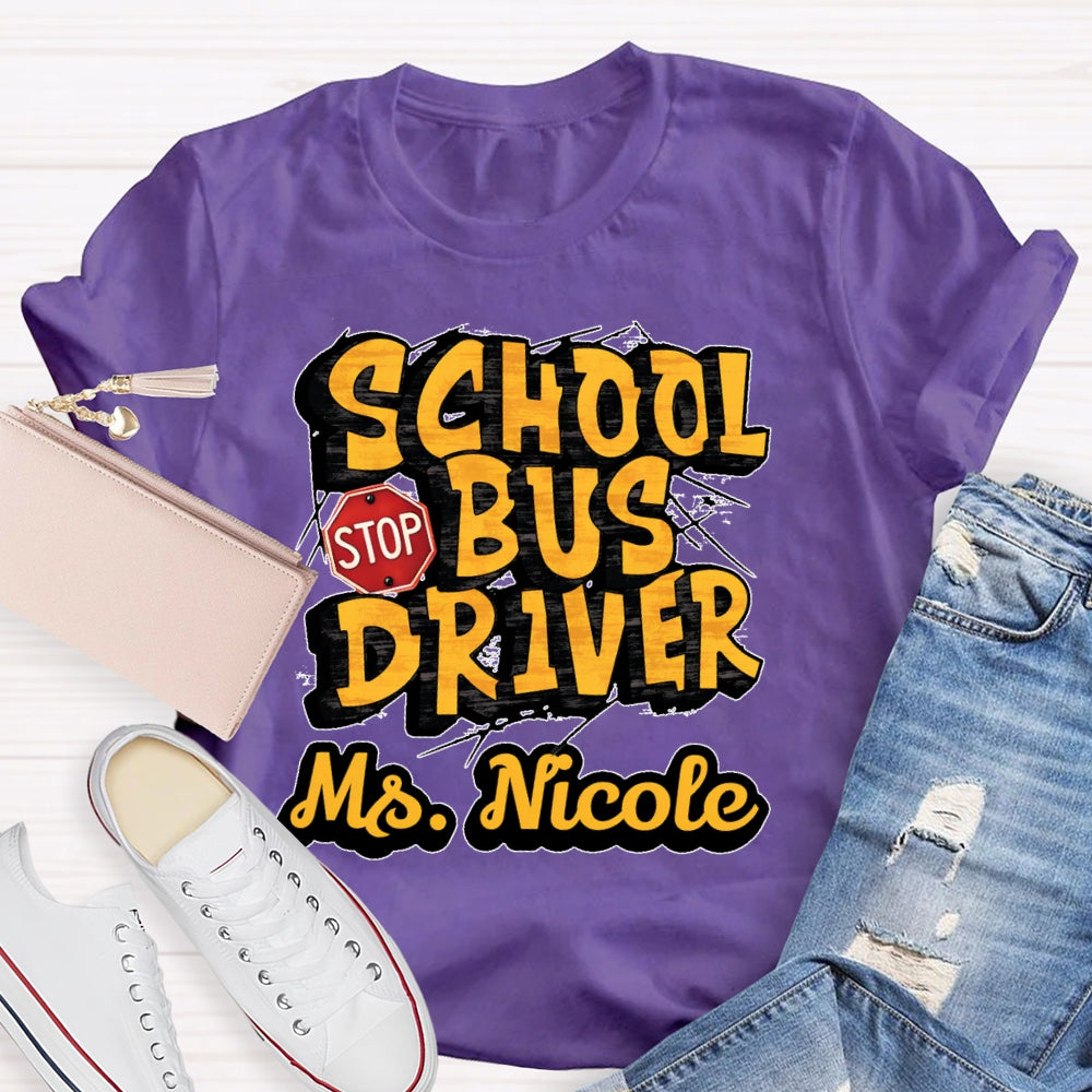 Personalized Name School Bus Driver Letters T-shirt