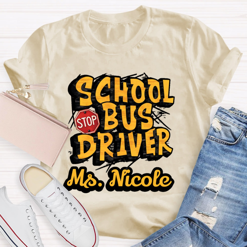 Personalized Name School Bus Driver Letters T-shirt