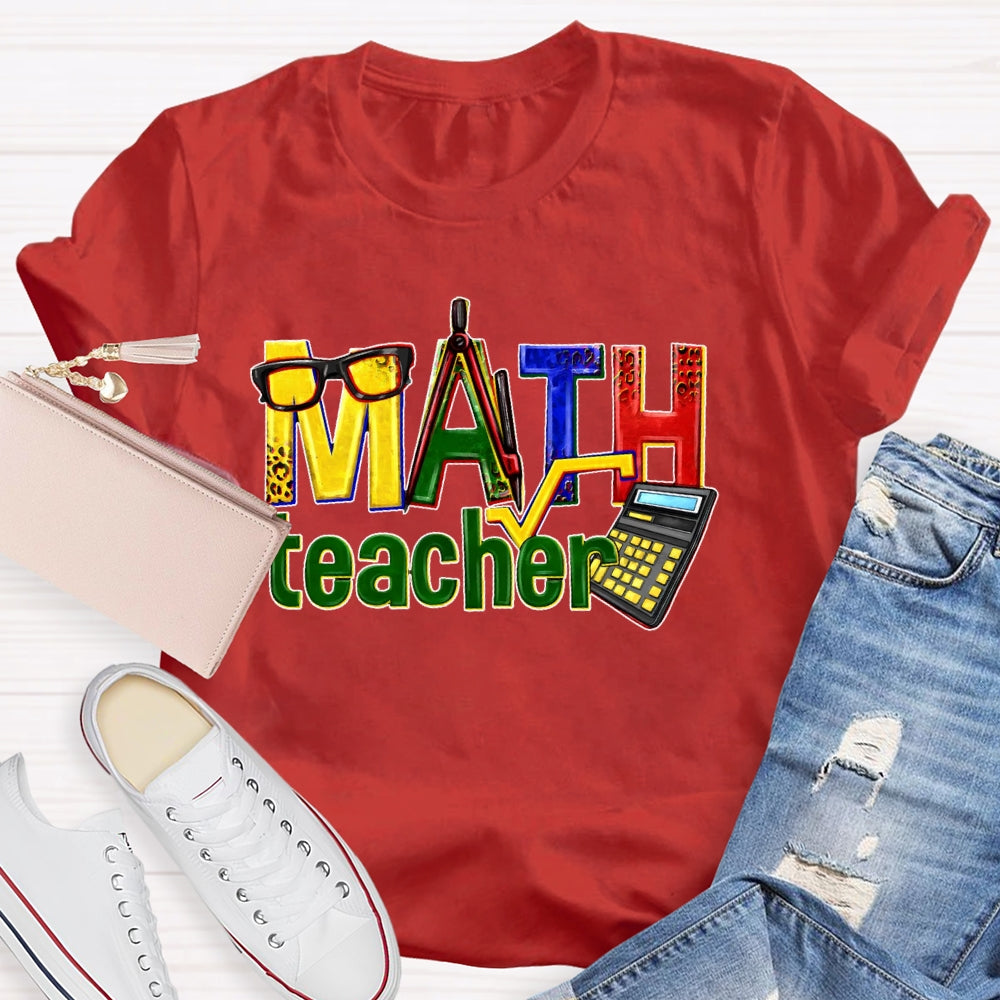 Math Teacher Leopard Graphic T-shirt