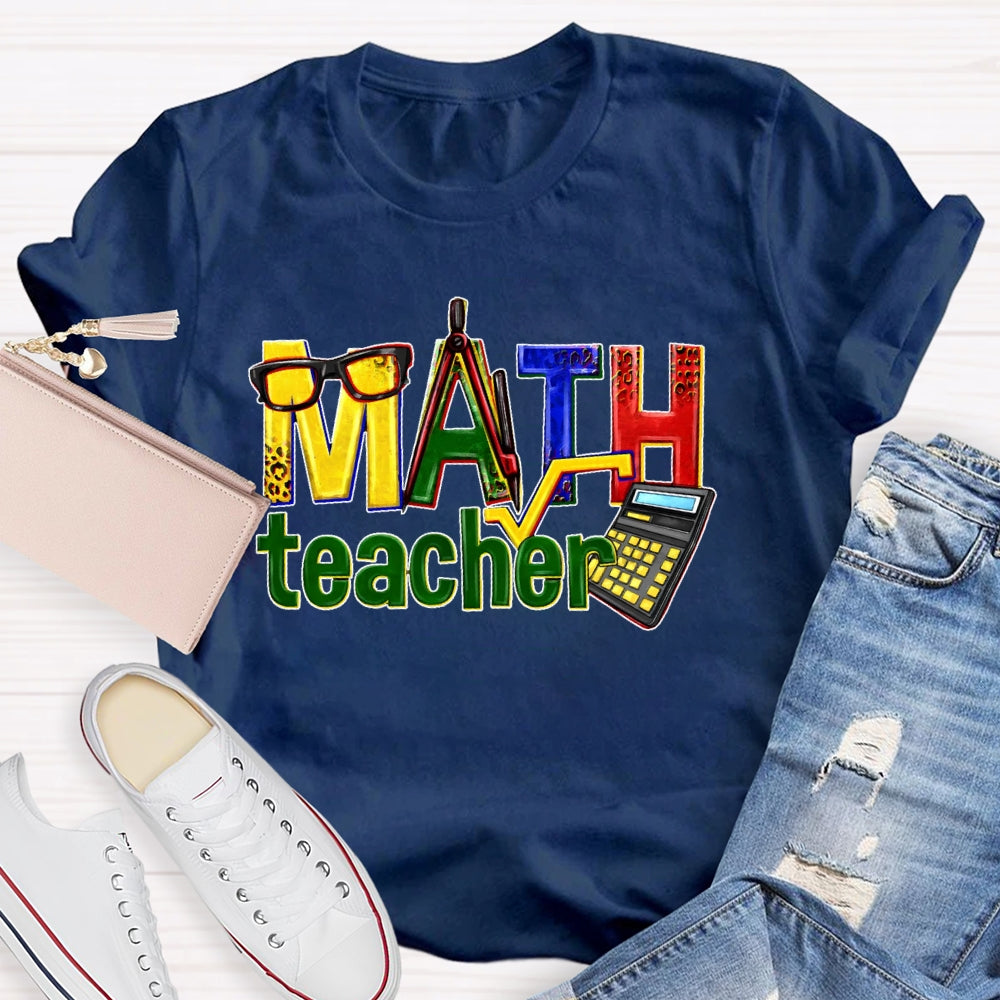 Math Teacher Leopard Graphic T-shirt