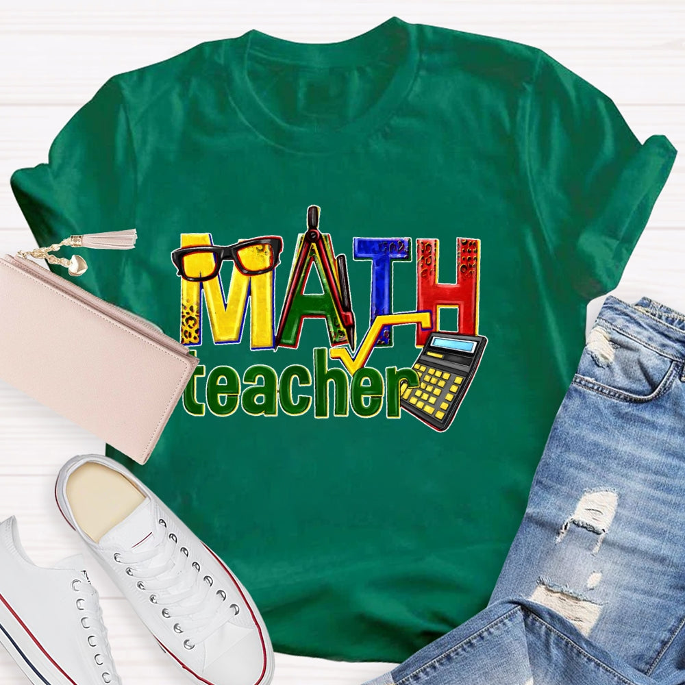 Math Teacher Leopard Graphic T-shirt