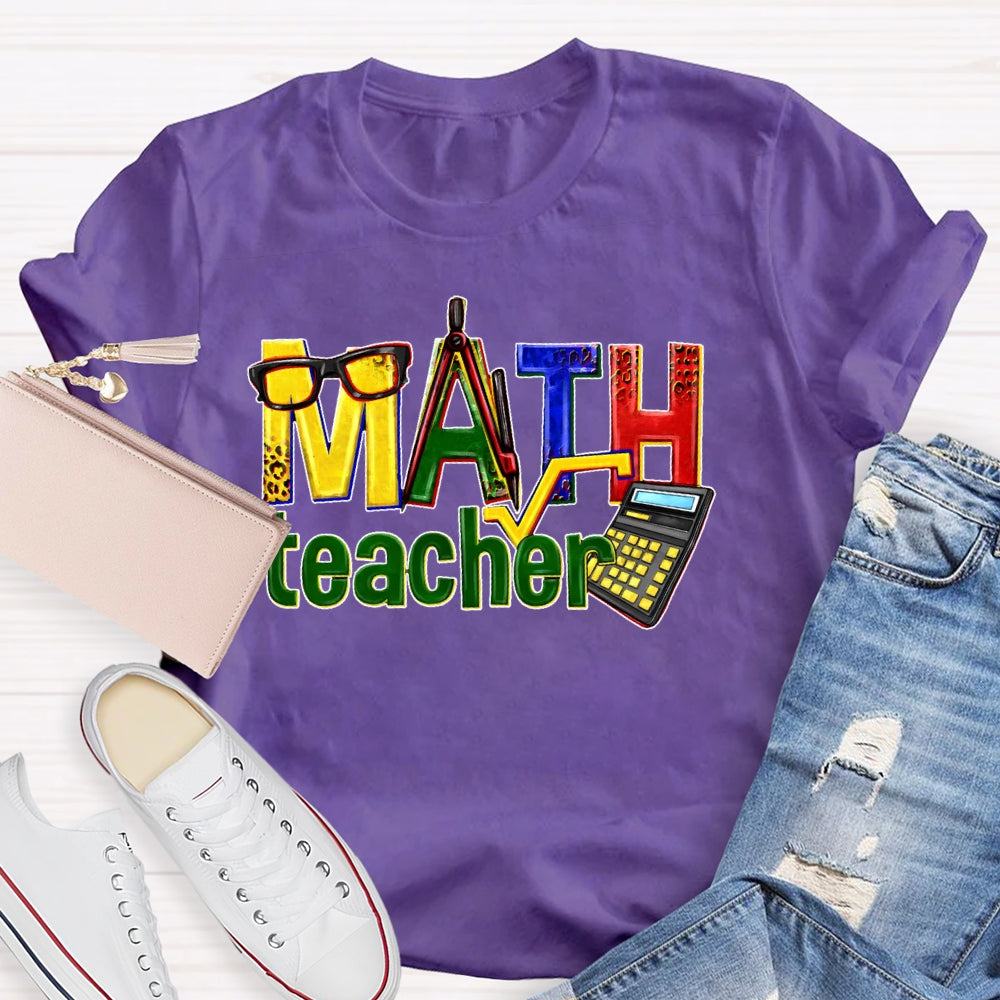 Math Teacher Leopard Graphic T-shirt