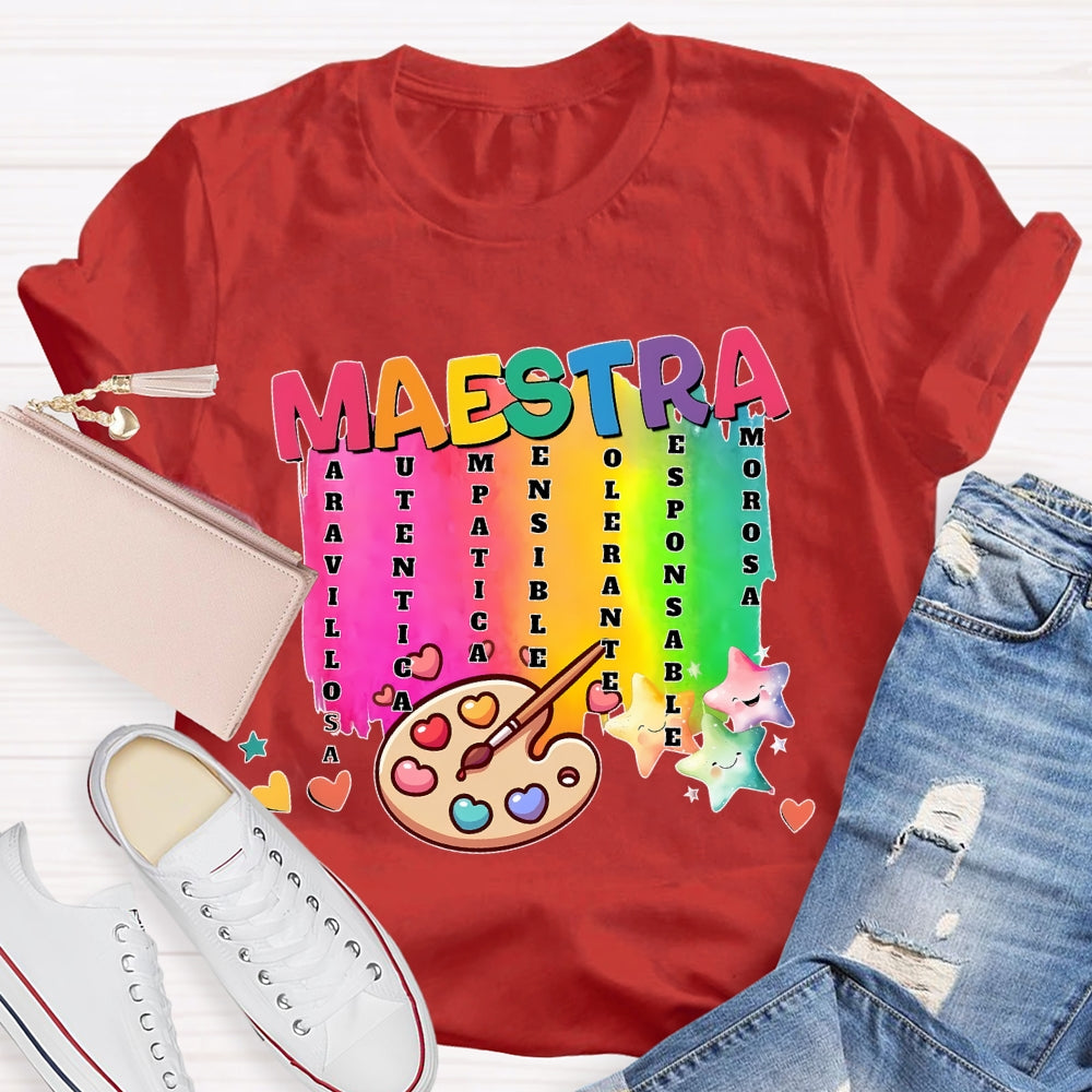 Maestra Spanish Teacher Stars T-shirt