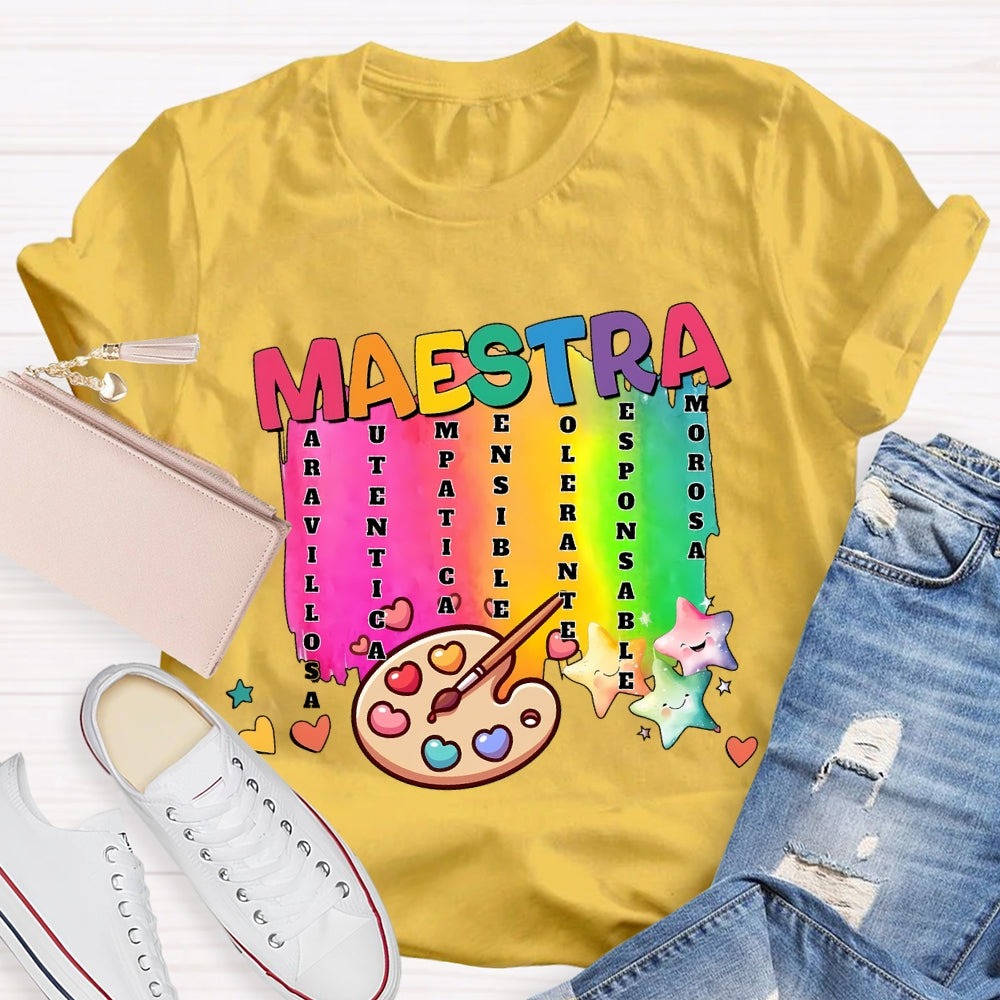 Maestra Spanish Teacher Stars T-shirt