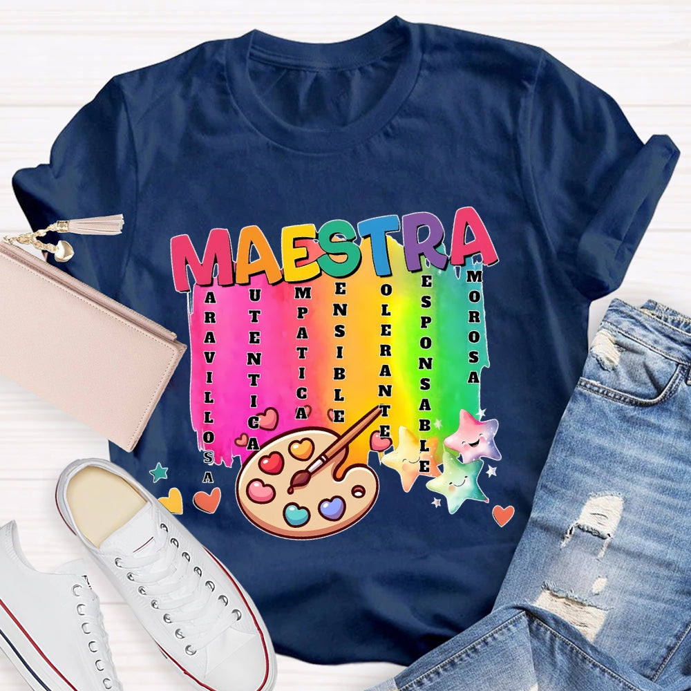 Maestra Spanish Teacher Stars T-shirt