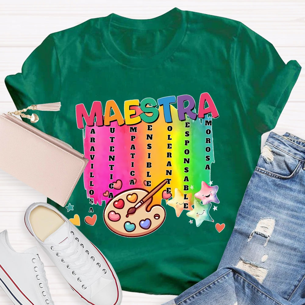 Maestra Spanish Teacher Stars T-shirt