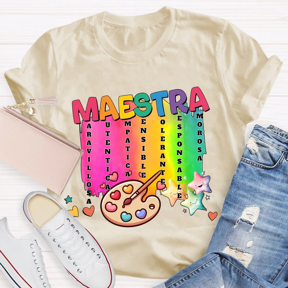 Maestra Spanish Teacher Stars T-shirt