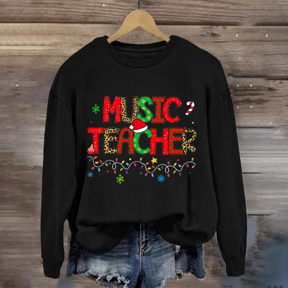 Christmas Music Teacher Light Strip Snowflakes Sweatshirt