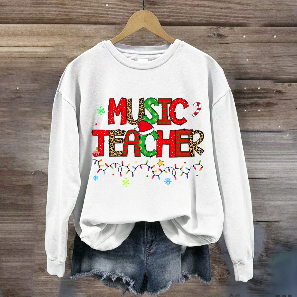 Christmas Music Teacher Light Strip Snowflakes Sweatshirt