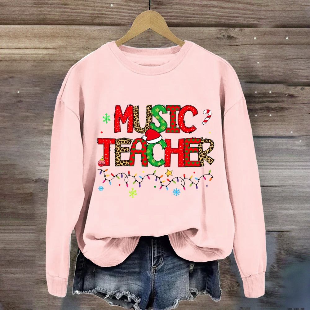 Christmas Music Teacher Light Strip Snowflakes Sweatshirt