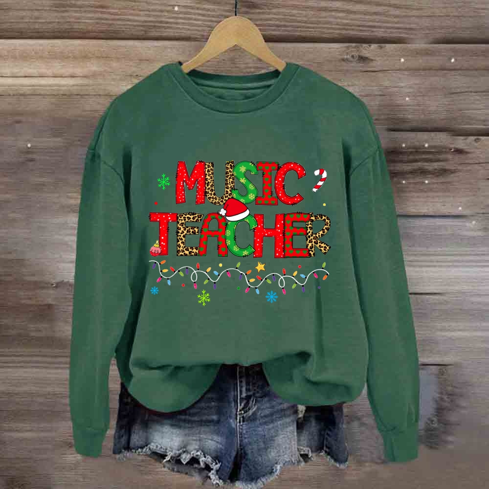 Christmas Music Teacher Light Strip Snowflakes Sweatshirt