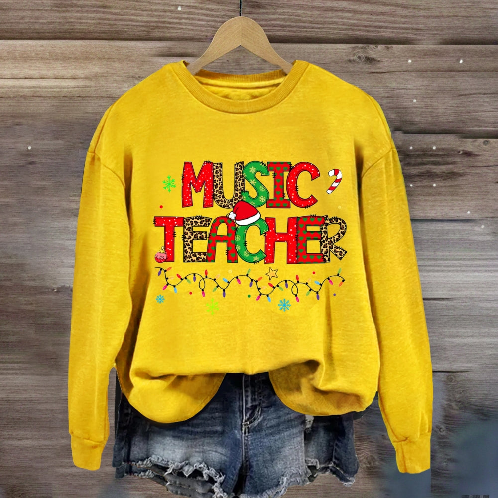 Christmas Music Teacher Light Strip Snowflakes Sweatshirt