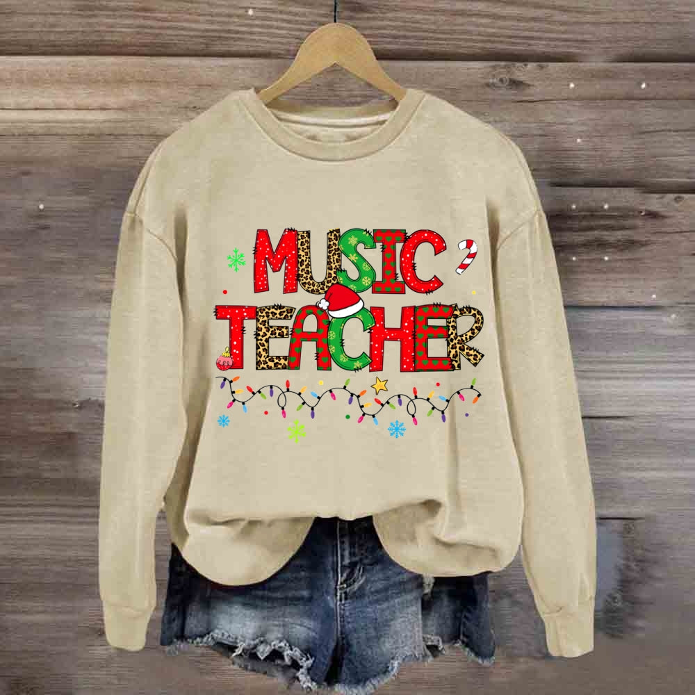 Christmas Music Teacher Light Strip Snowflakes Sweatshirt