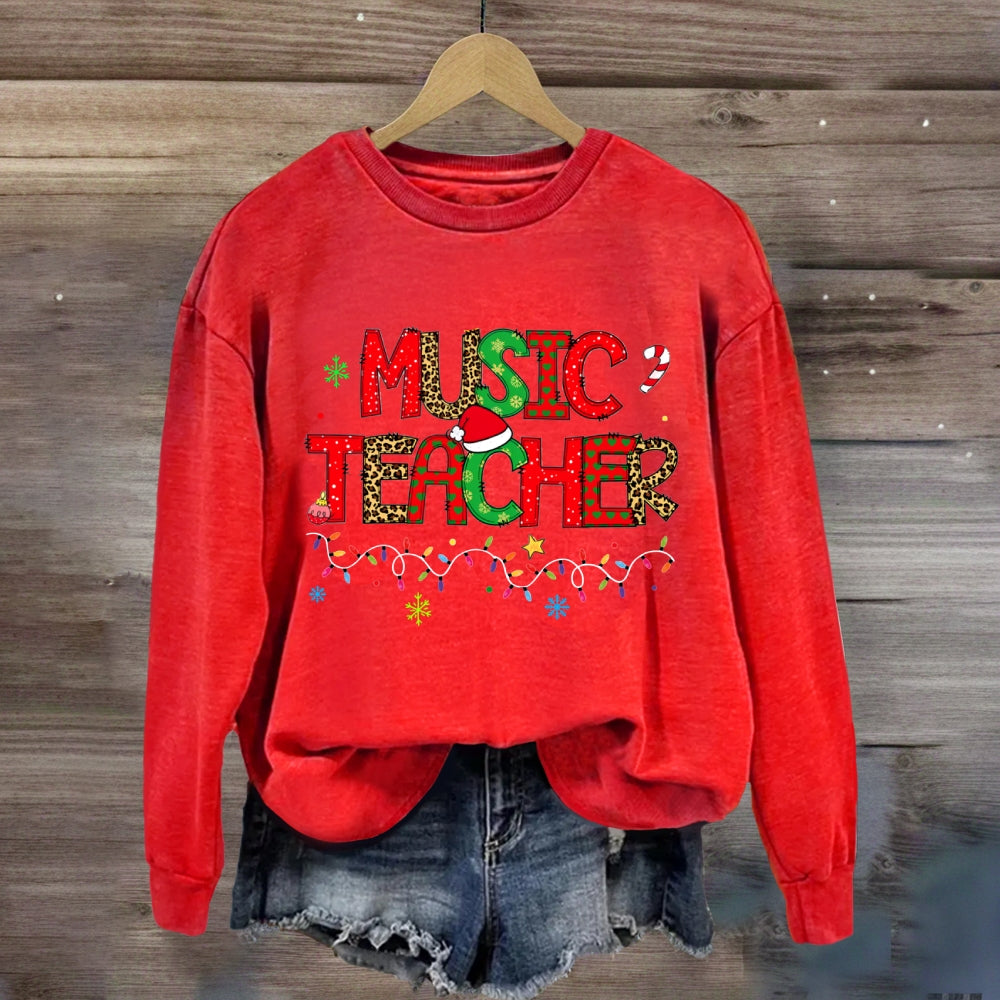 Christmas Music Teacher Light Strip Snowflakes Sweatshirt