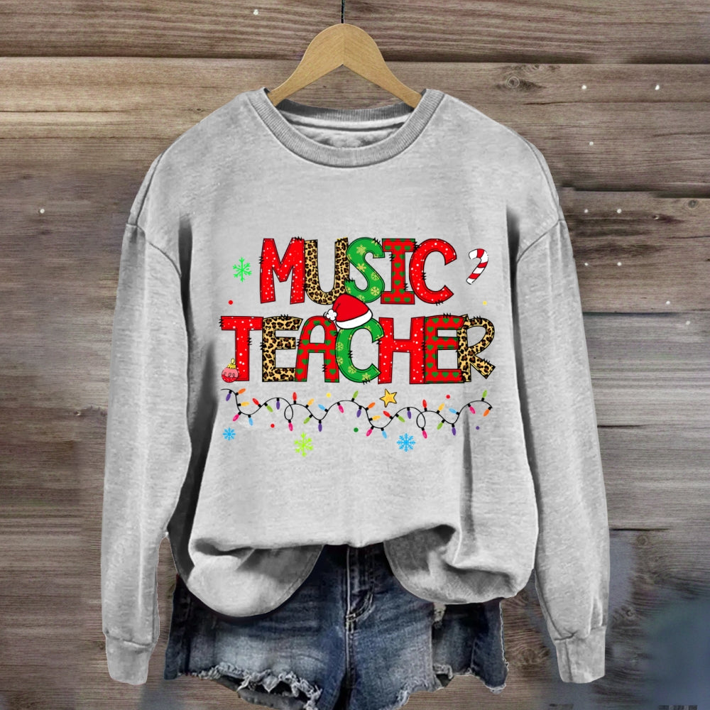 Christmas Music Teacher Light Strip Snowflakes Sweatshirt