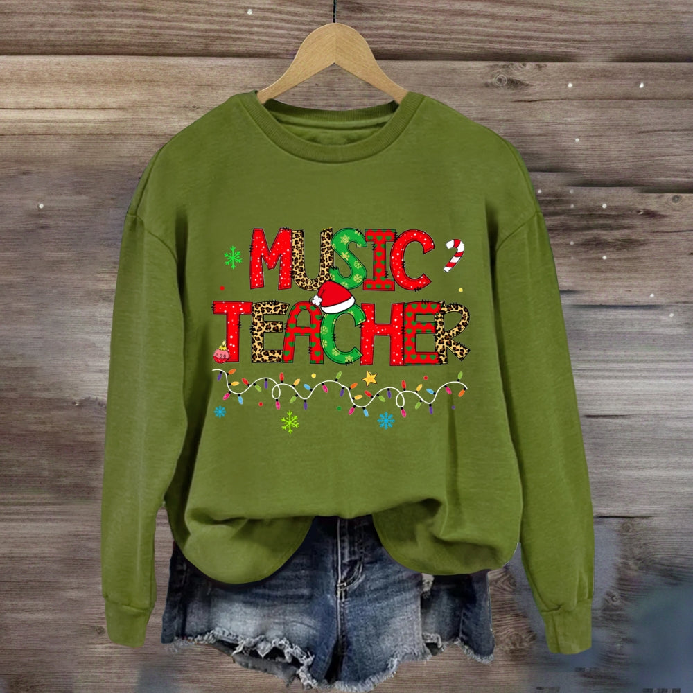 Christmas Music Teacher Light Strip Snowflakes Sweatshirt