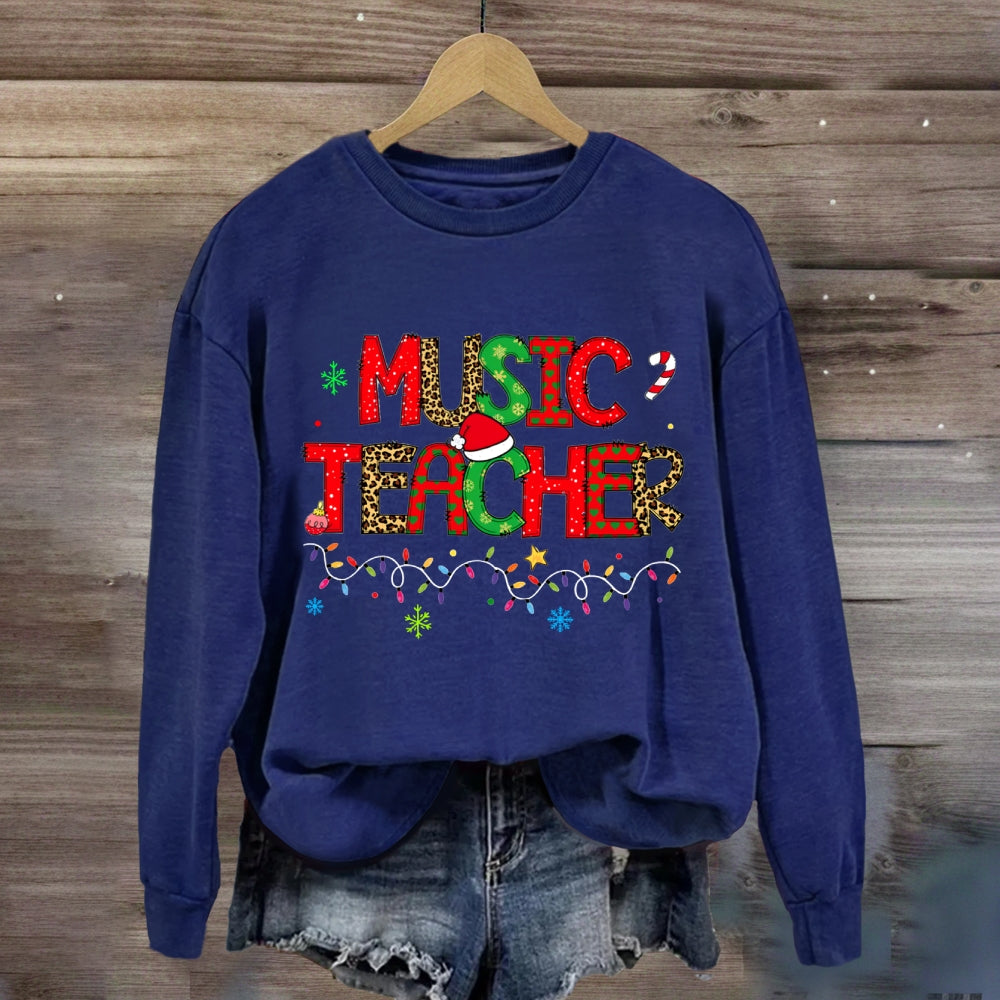Christmas Music Teacher Light Strip Snowflakes Sweatshirt