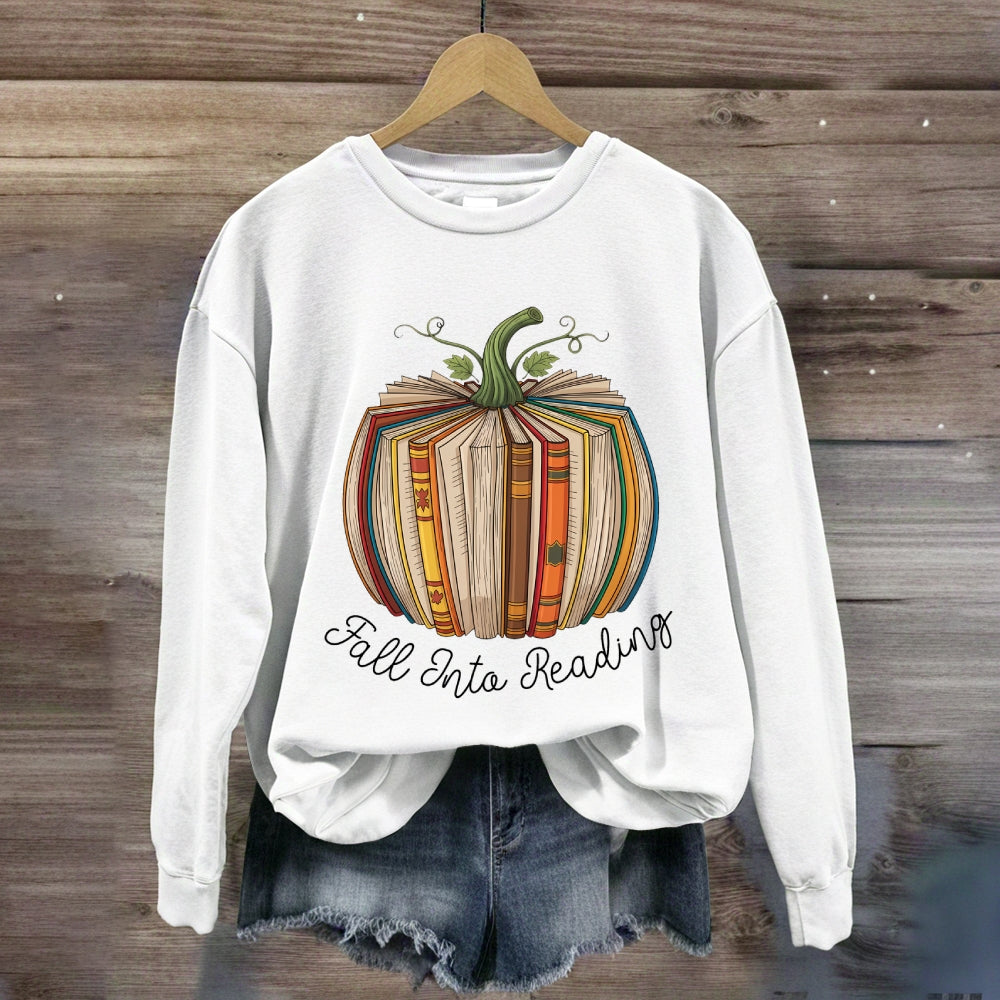 Pumpkin Book Fall Into Reading Sweatshirt