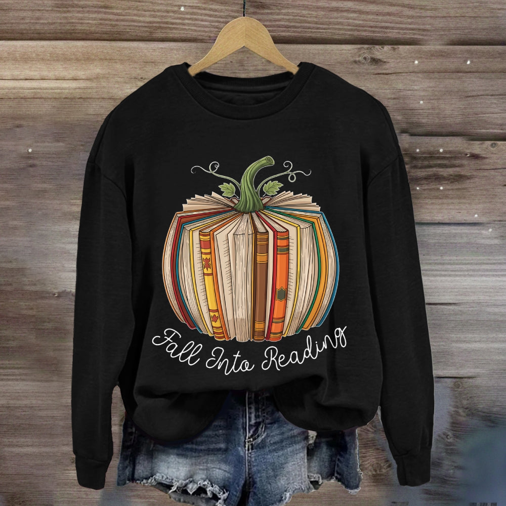 Pumpkin Book Fall Into Reading Sweatshirt