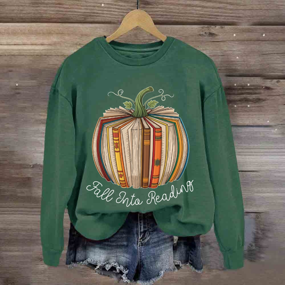 Pumpkin Book Fall Into Reading Sweatshirt