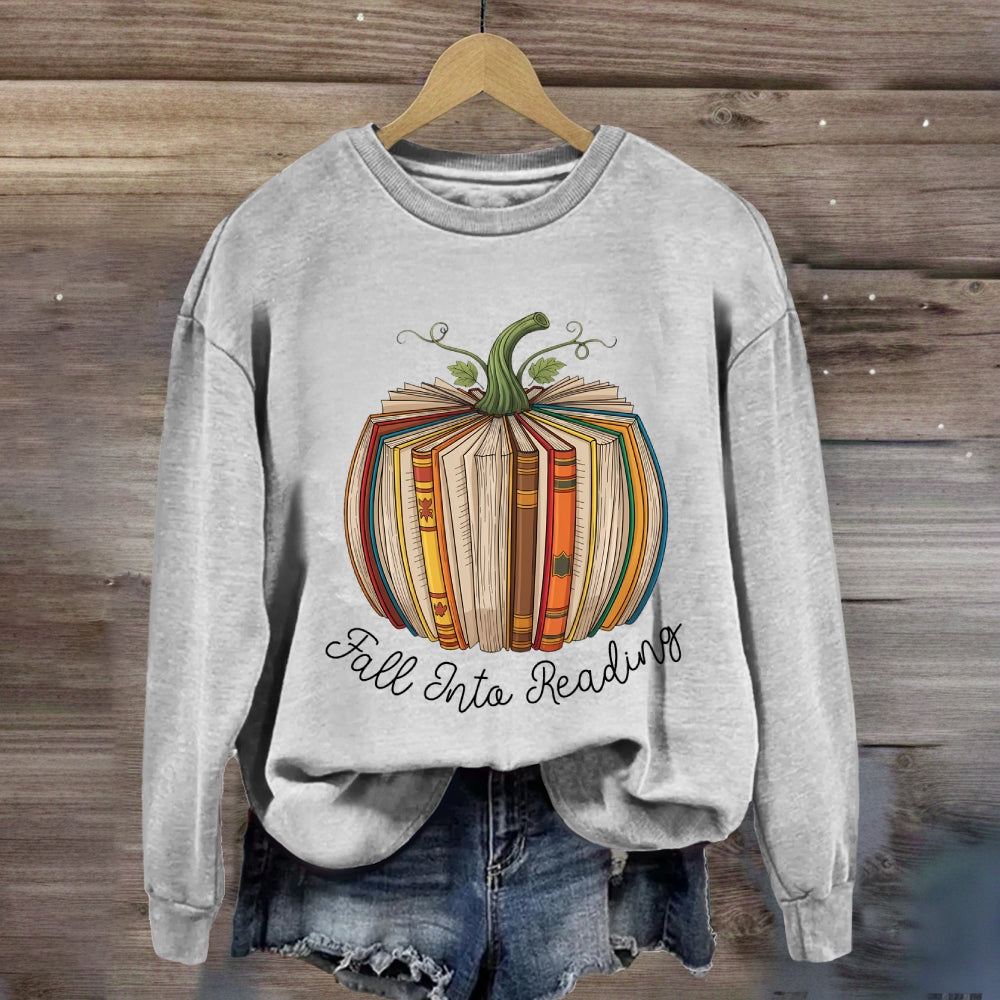 Pumpkin Book Fall Into Reading Sweatshirt