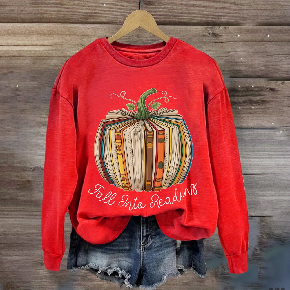 Pumpkin Book Fall Into Reading Sweatshirt