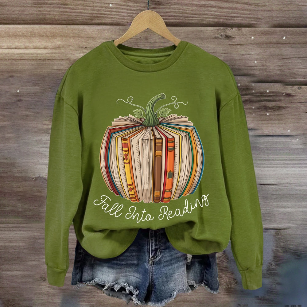 Pumpkin Book Fall Into Reading Sweatshirt
