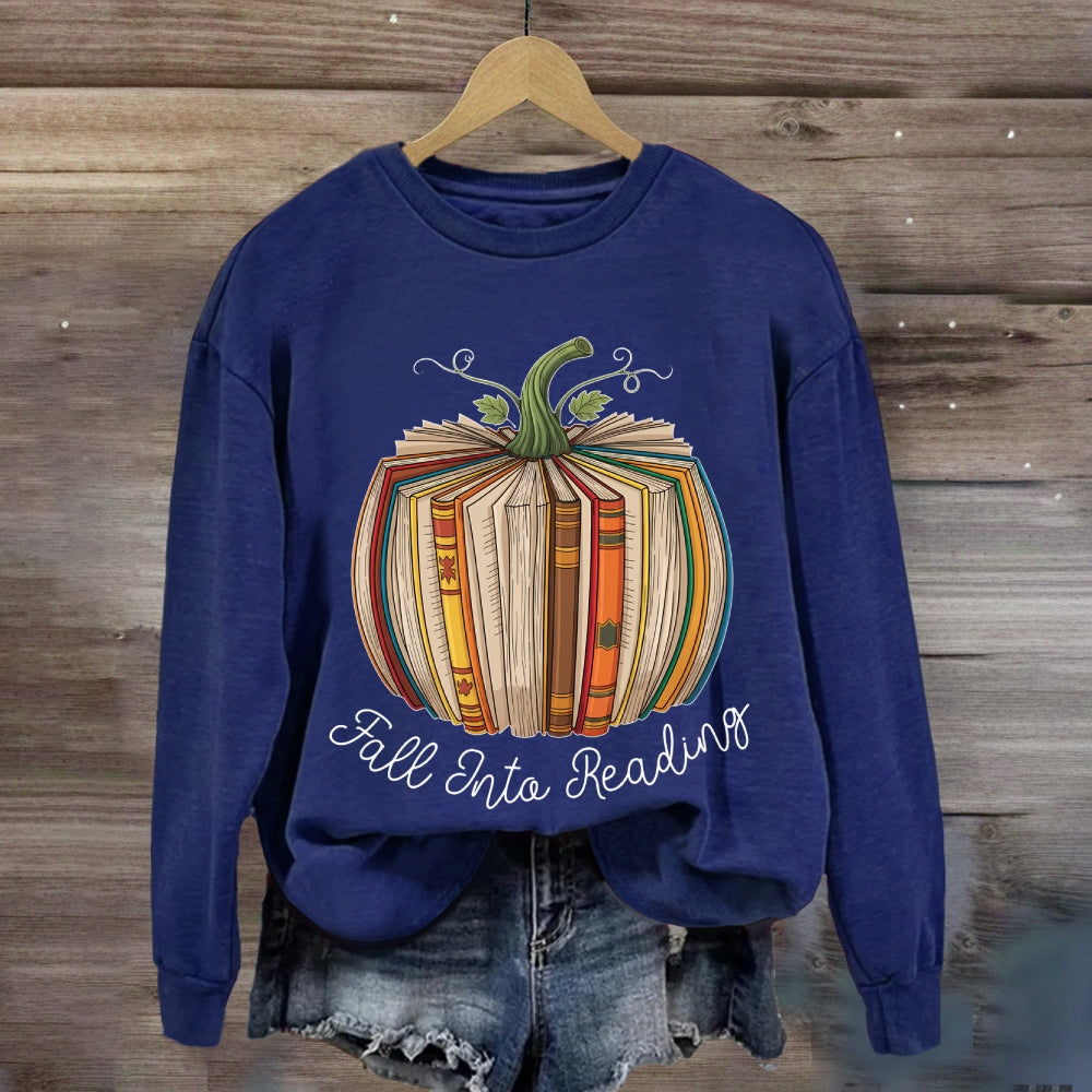 Pumpkin Book Fall Into Reading Sweatshirt