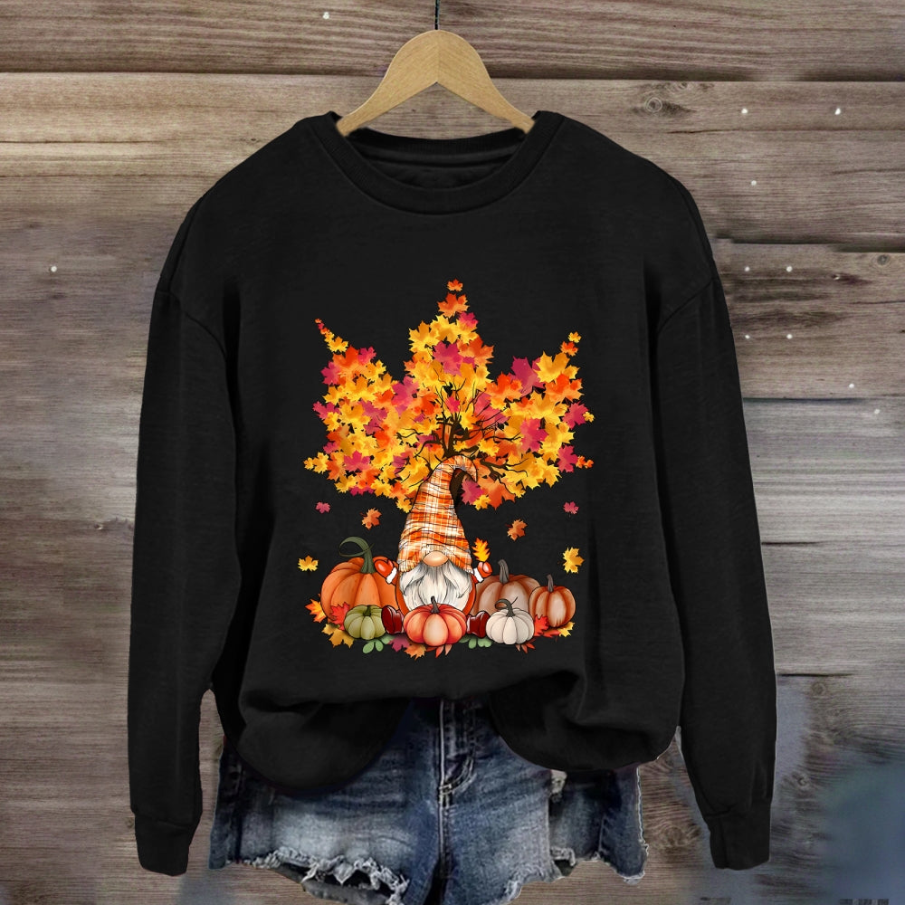 Orange Maple Leaves Fall Season Pumpkin Sweatshirt
