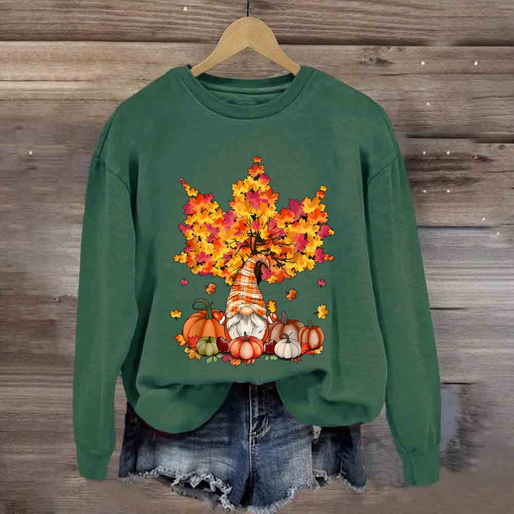 Orange Maple Leaves Fall Season Pumpkin Sweatshirt