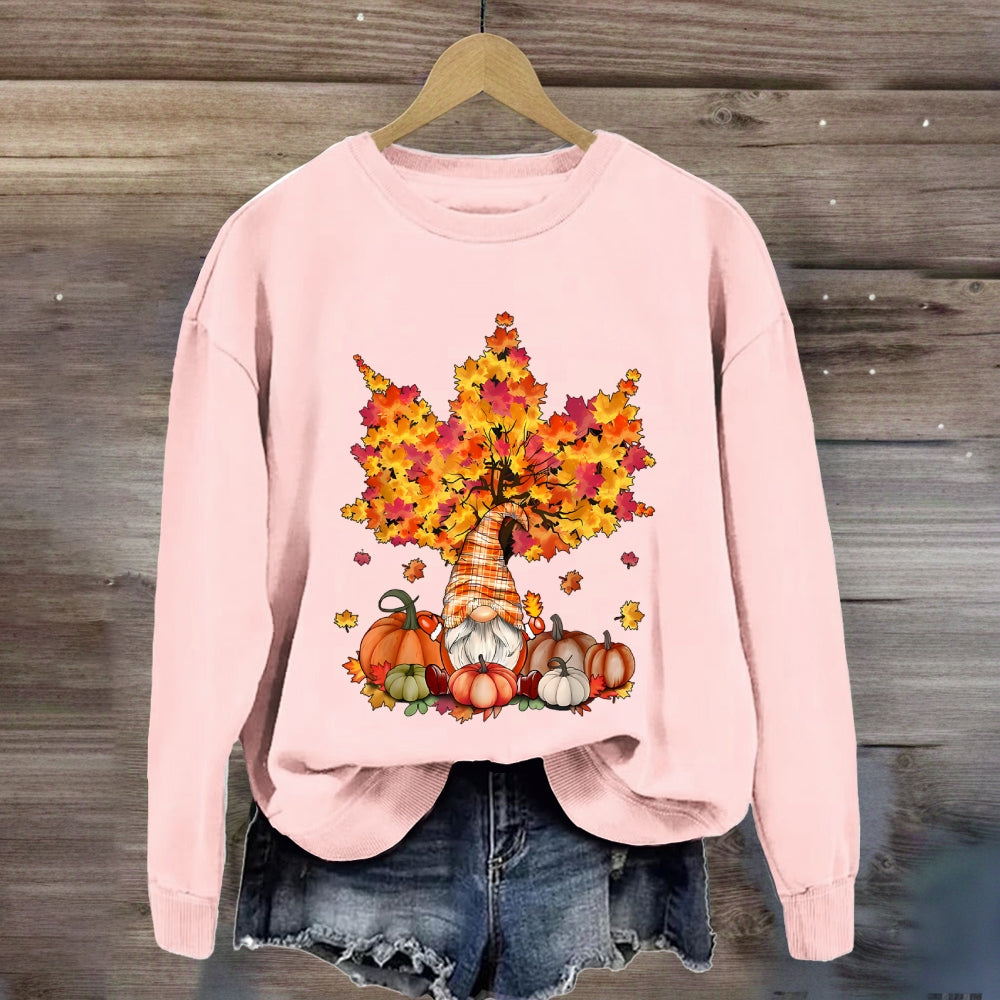 Orange Maple Leaves Fall Season Pumpkin Sweatshirt