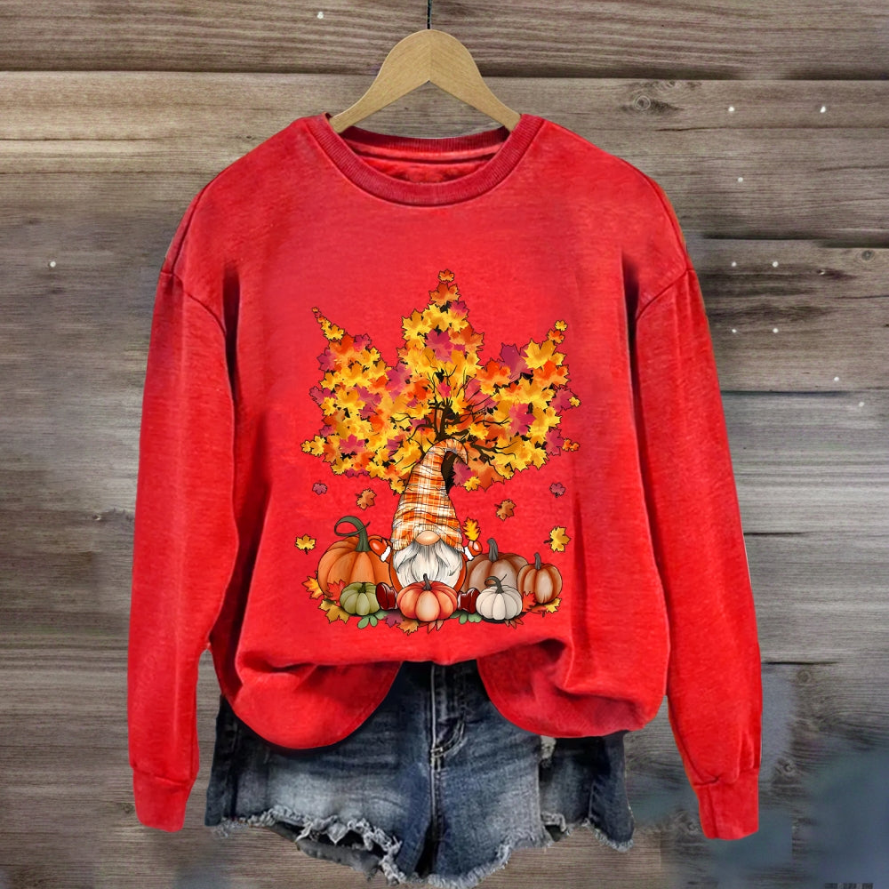 Orange Maple Leaves Fall Season Pumpkin Sweatshirt