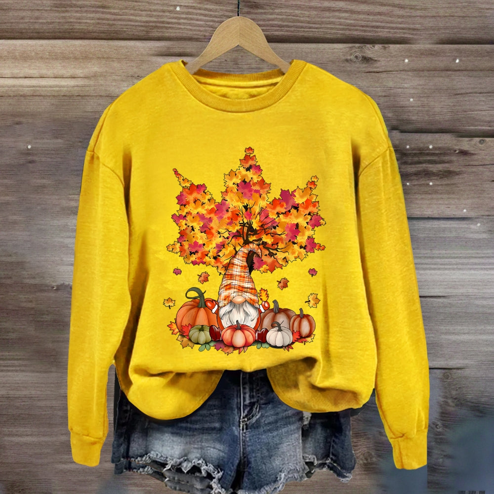Orange Maple Leaves Fall Season Pumpkin Sweatshirt