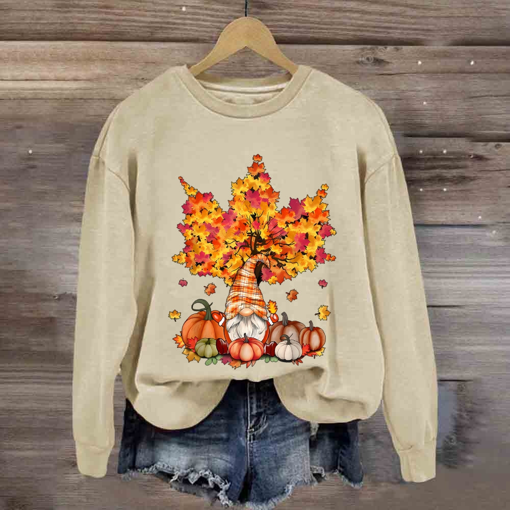Orange Maple Leaves Fall Season Pumpkin Sweatshirt