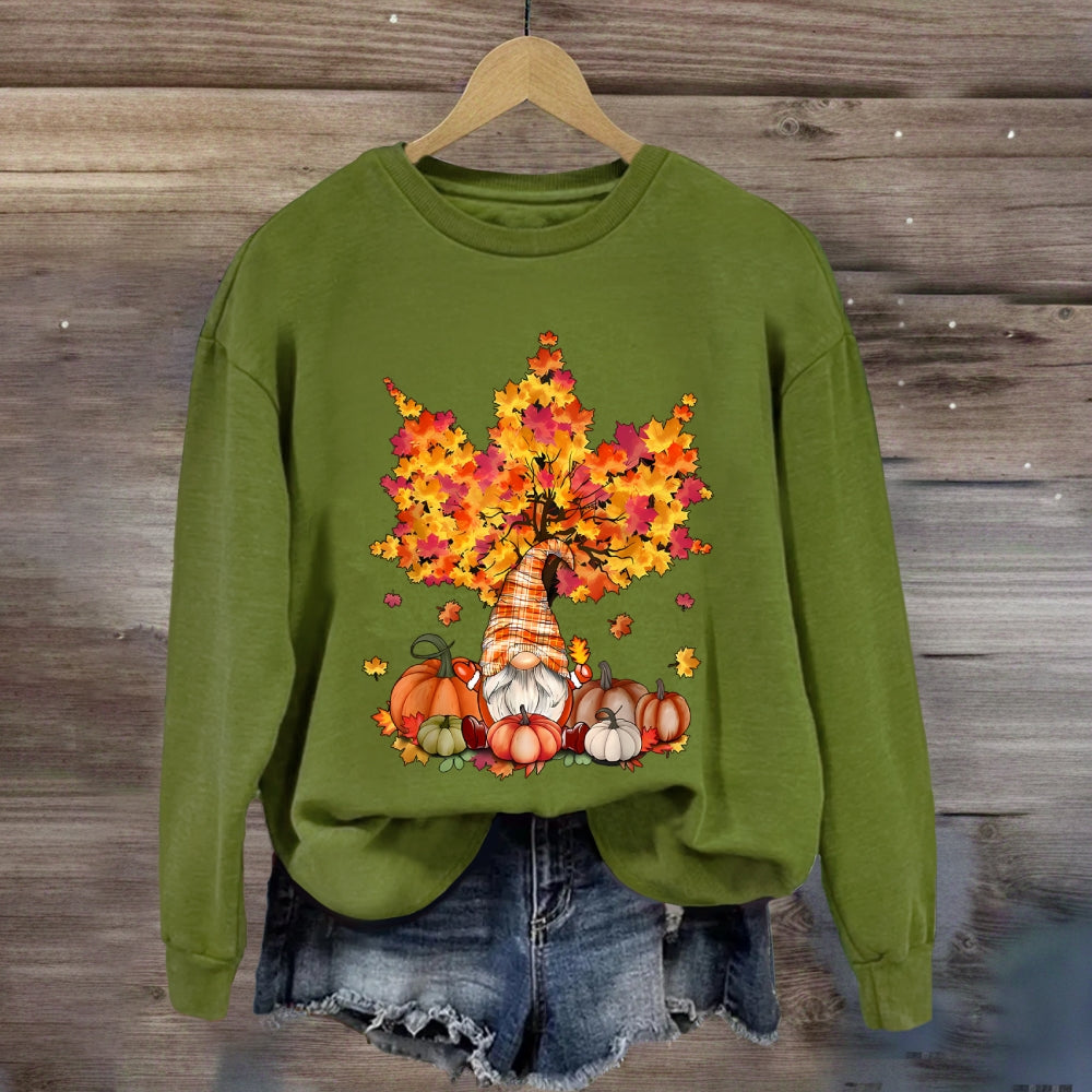 Orange Maple Leaves Fall Season Pumpkin Sweatshirt