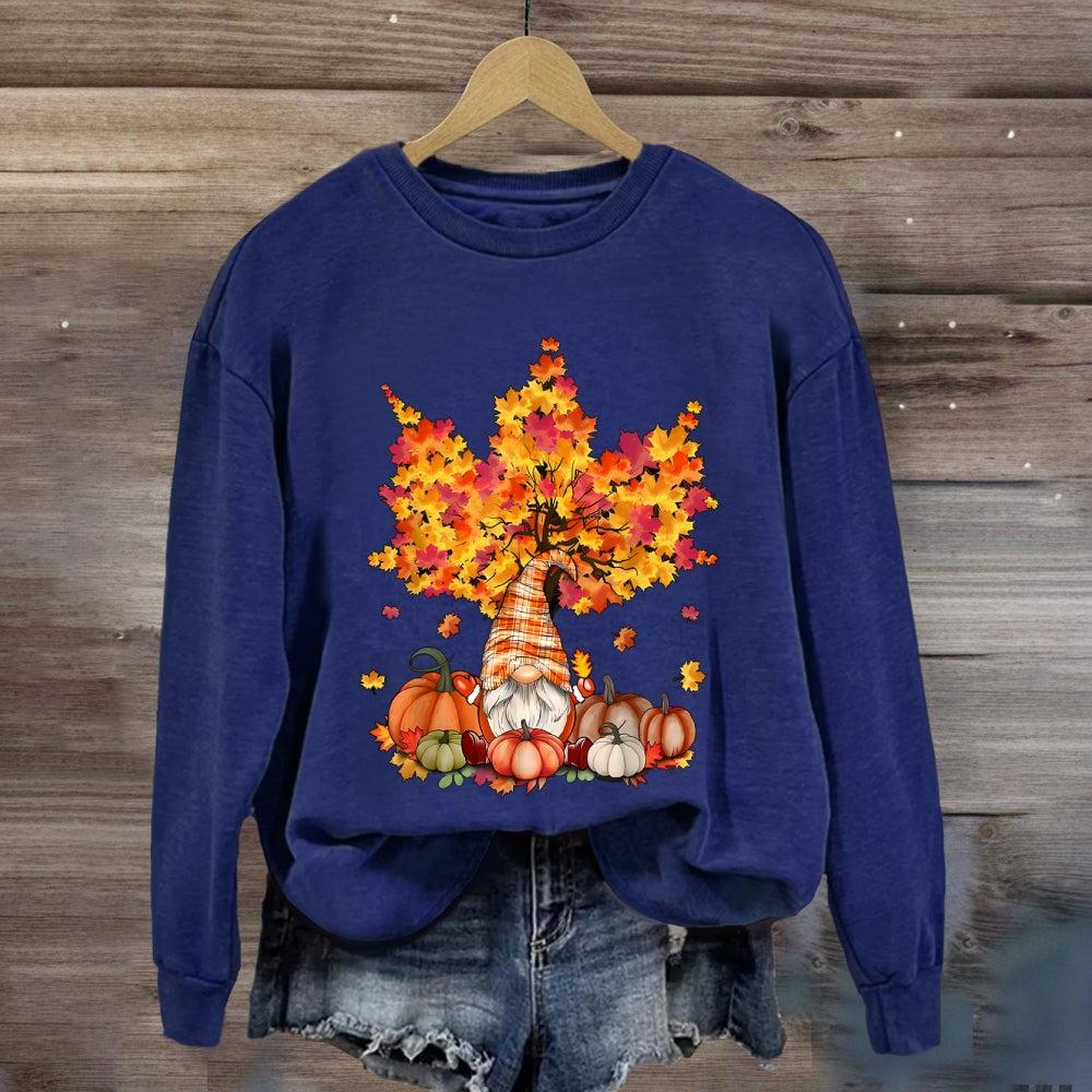Orange Maple Leaves Fall Season Pumpkin Sweatshirt