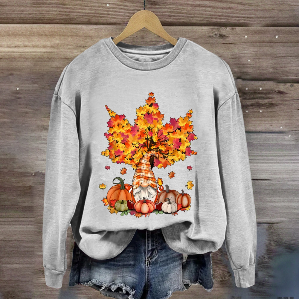 Orange Maple Leaves Fall Season Pumpkin Sweatshirt