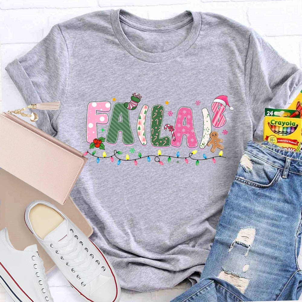 Fa La Christmas Math Pink letters T-shirt