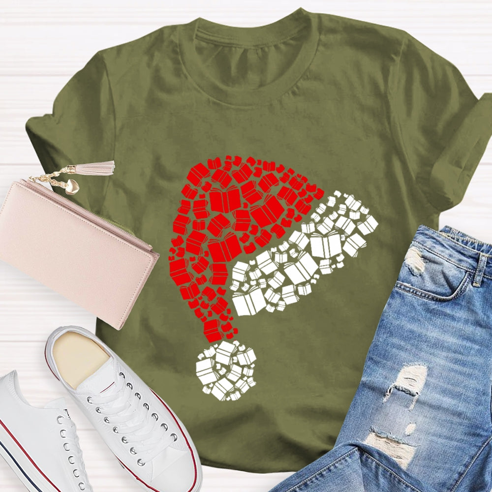 Book Christmas Hat T-shirt