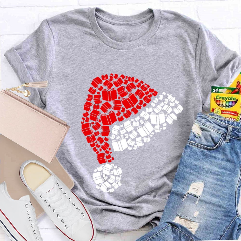 Book Christmas Hat T-shirt
