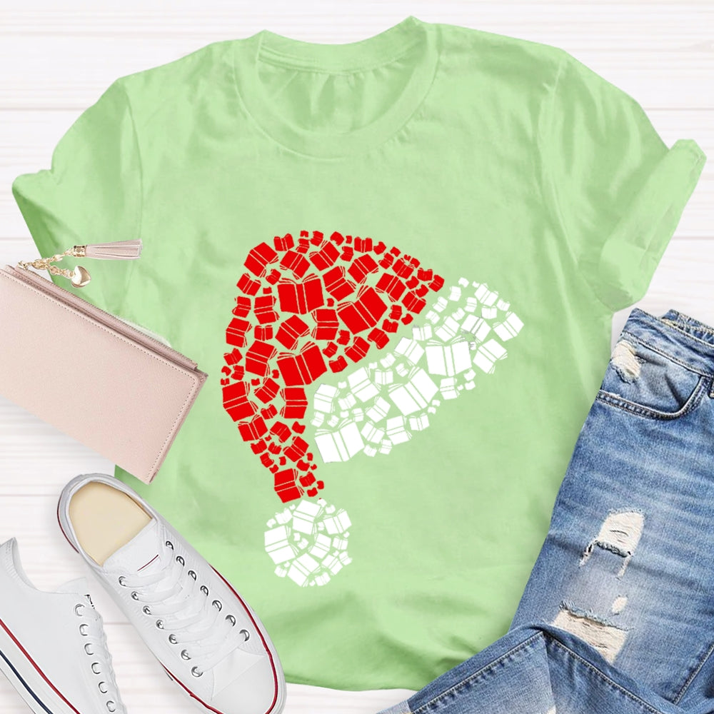 Book Christmas Hat T-shirt
