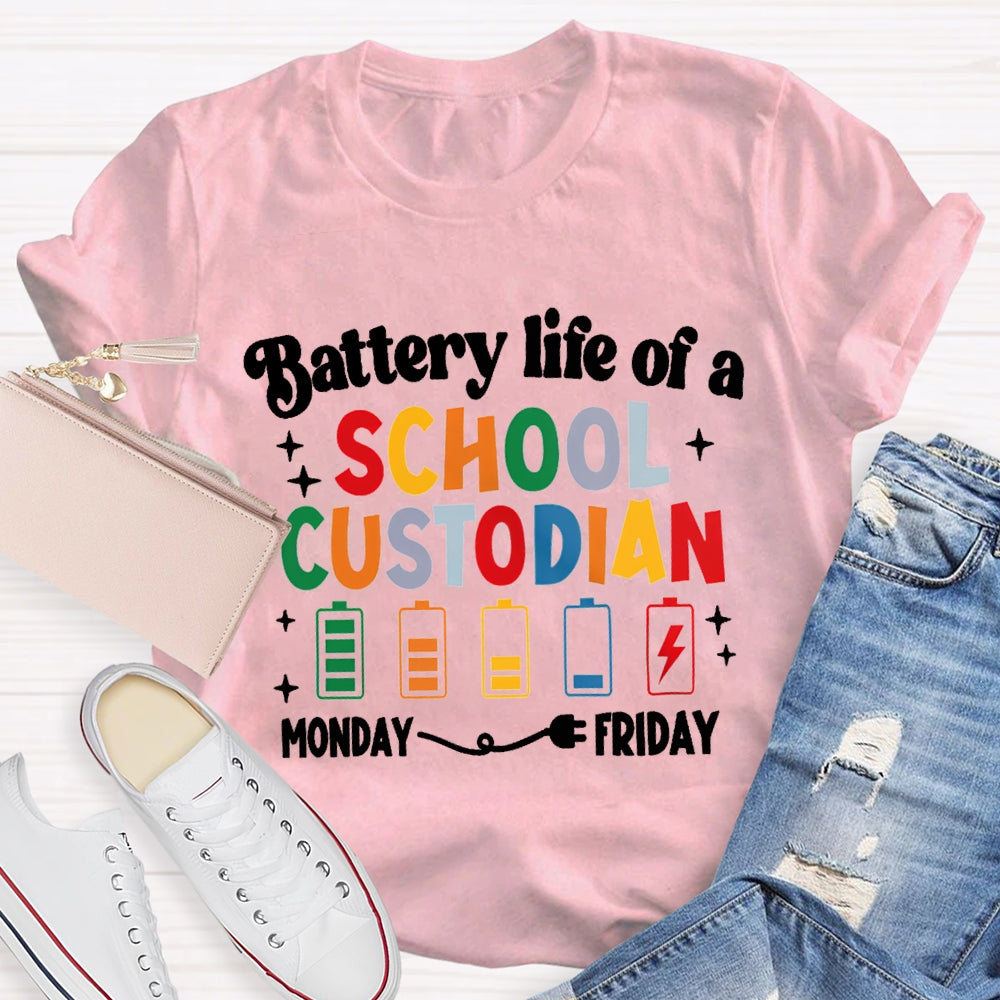 Battery Life Of A School Custodian Color Battery Printing T-shirt