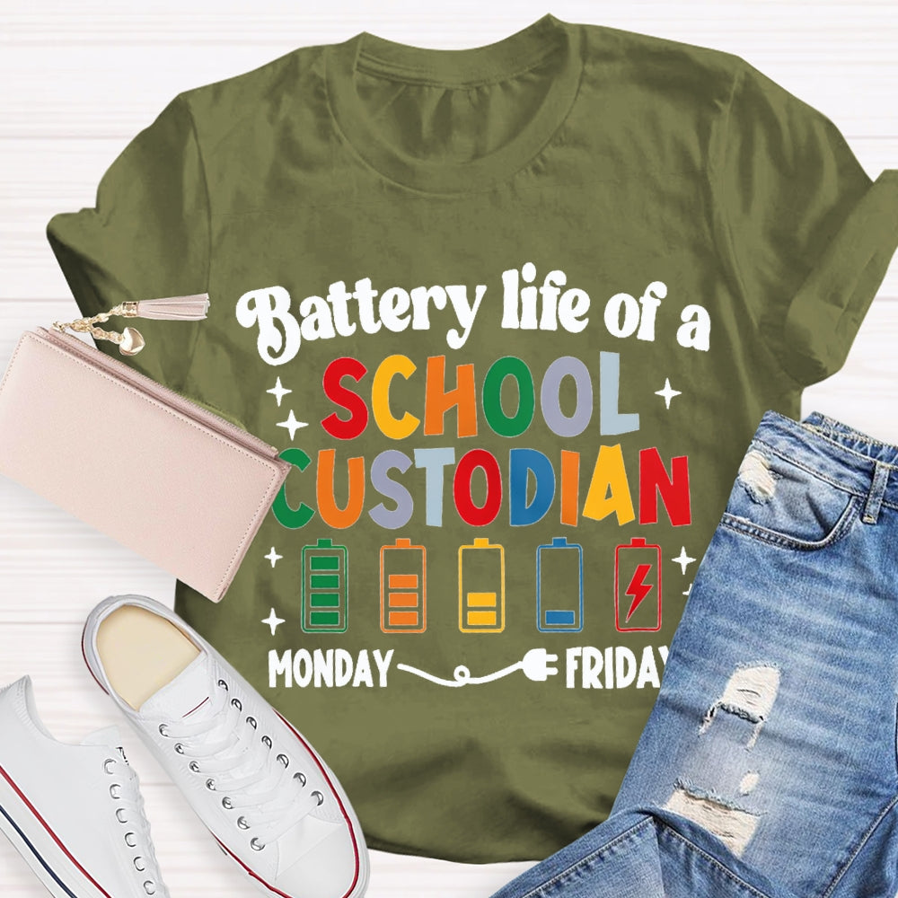 Battery Life Of A School Custodian Color Battery Printing T-shirt