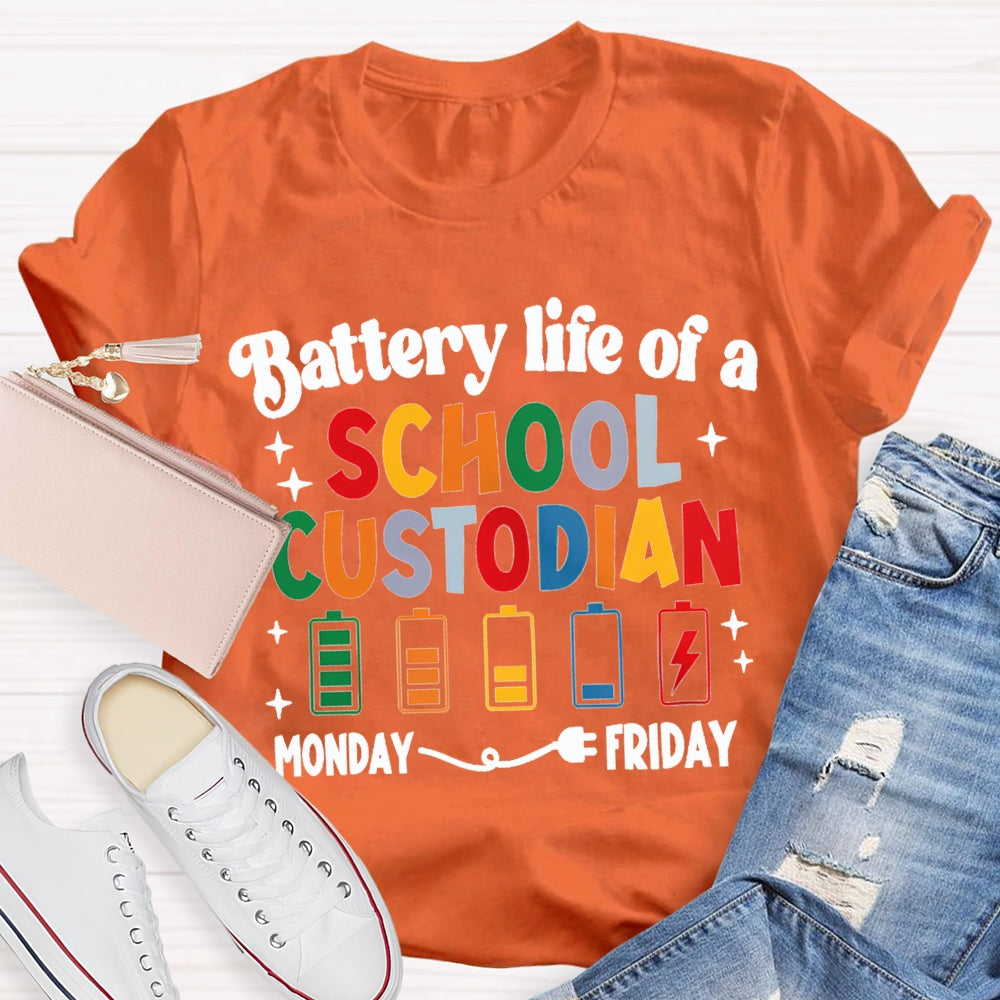 Battery Life Of A School Custodian Color Battery Printing T-shirt