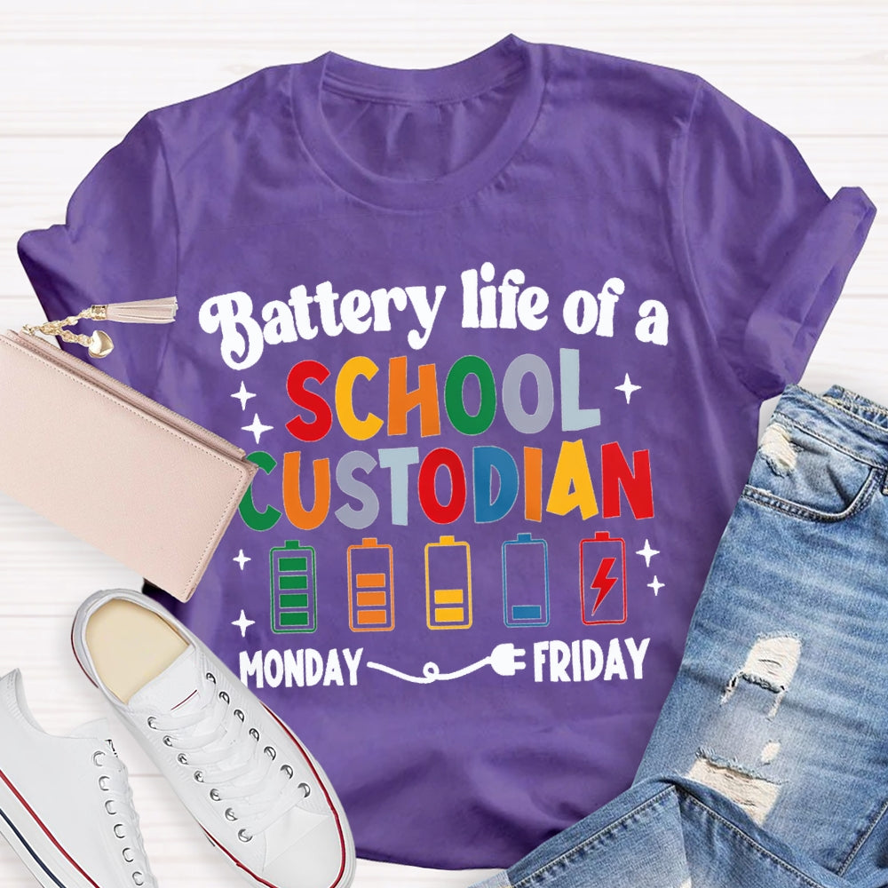 Battery Life Of A School Custodian Color Battery Printing T-shirt