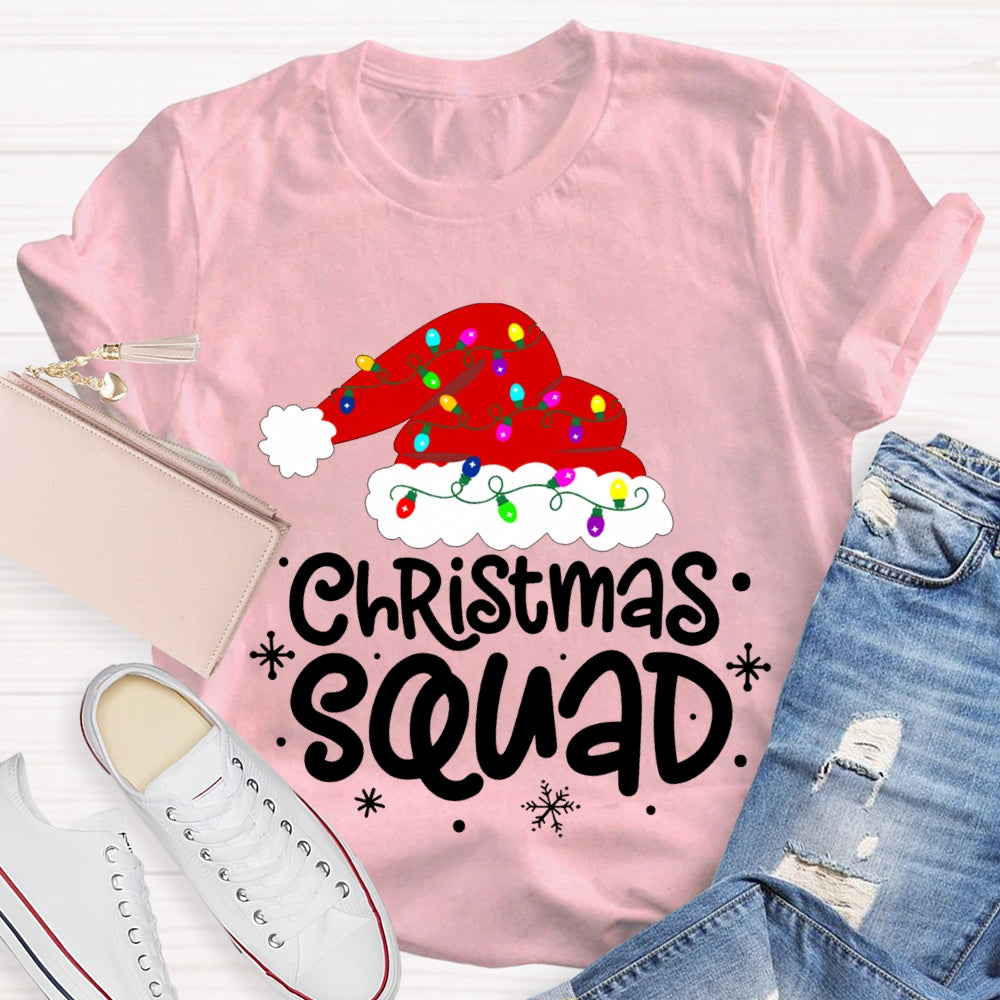 Christmas Squad Christmas Hat With Colorful Lights T-shirt