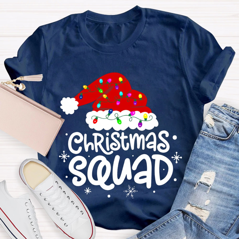 Christmas Squad Christmas Hat With Colorful Lights T-shirt