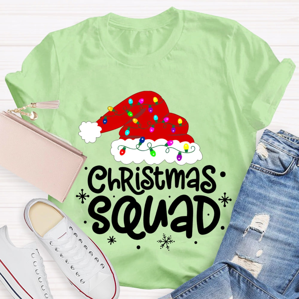 Christmas Squad Christmas Hat With Colorful Lights T-shirt