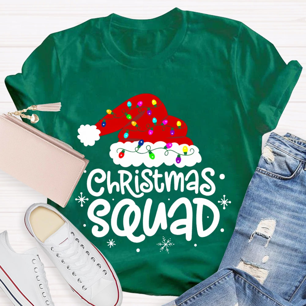 Christmas Squad Christmas Hat With Colorful Lights T-shirt