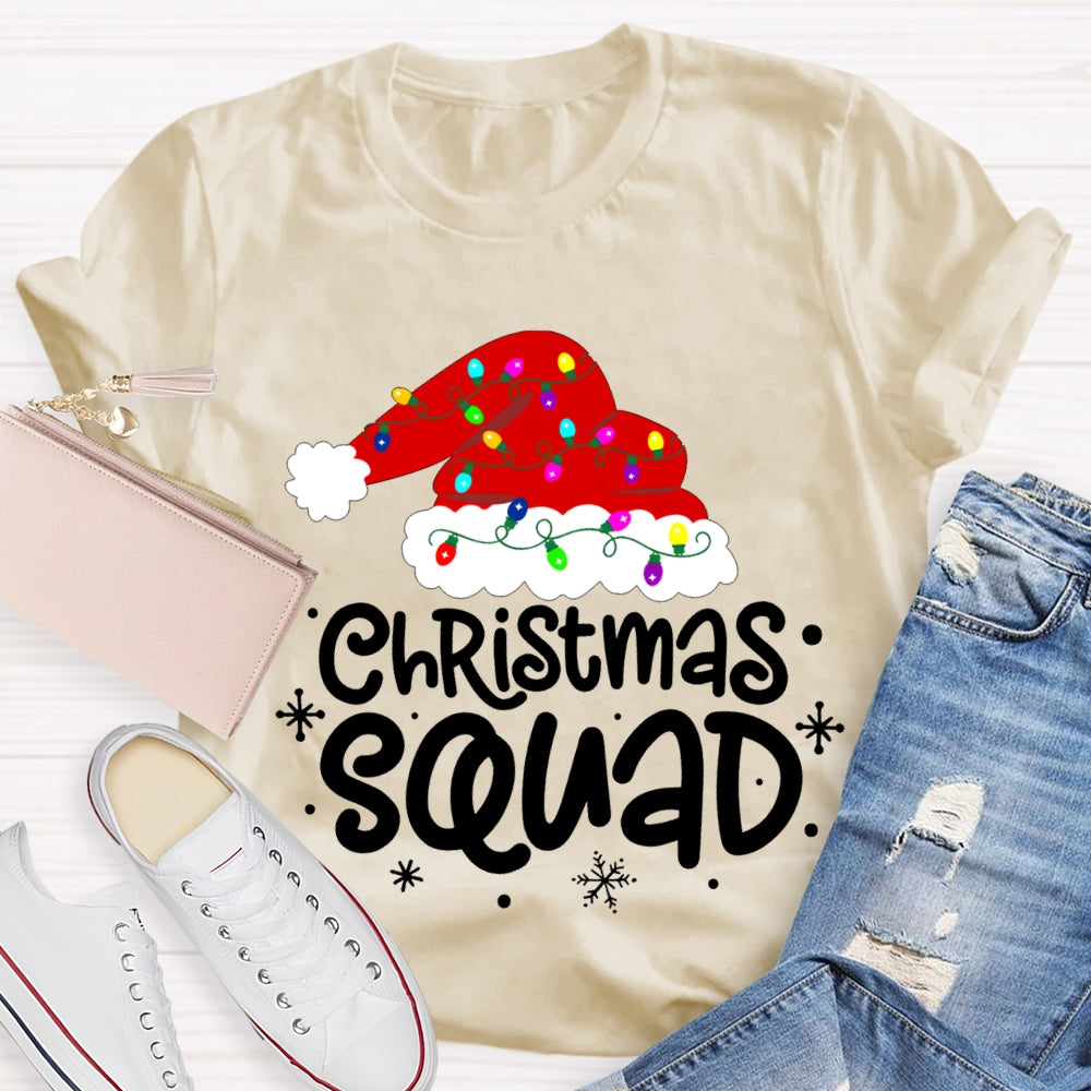 Christmas Squad Christmas Hat With Colorful Lights T-shirt